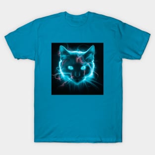 Futuristic Cyber Cat has an Electrical Glow T-Shirt